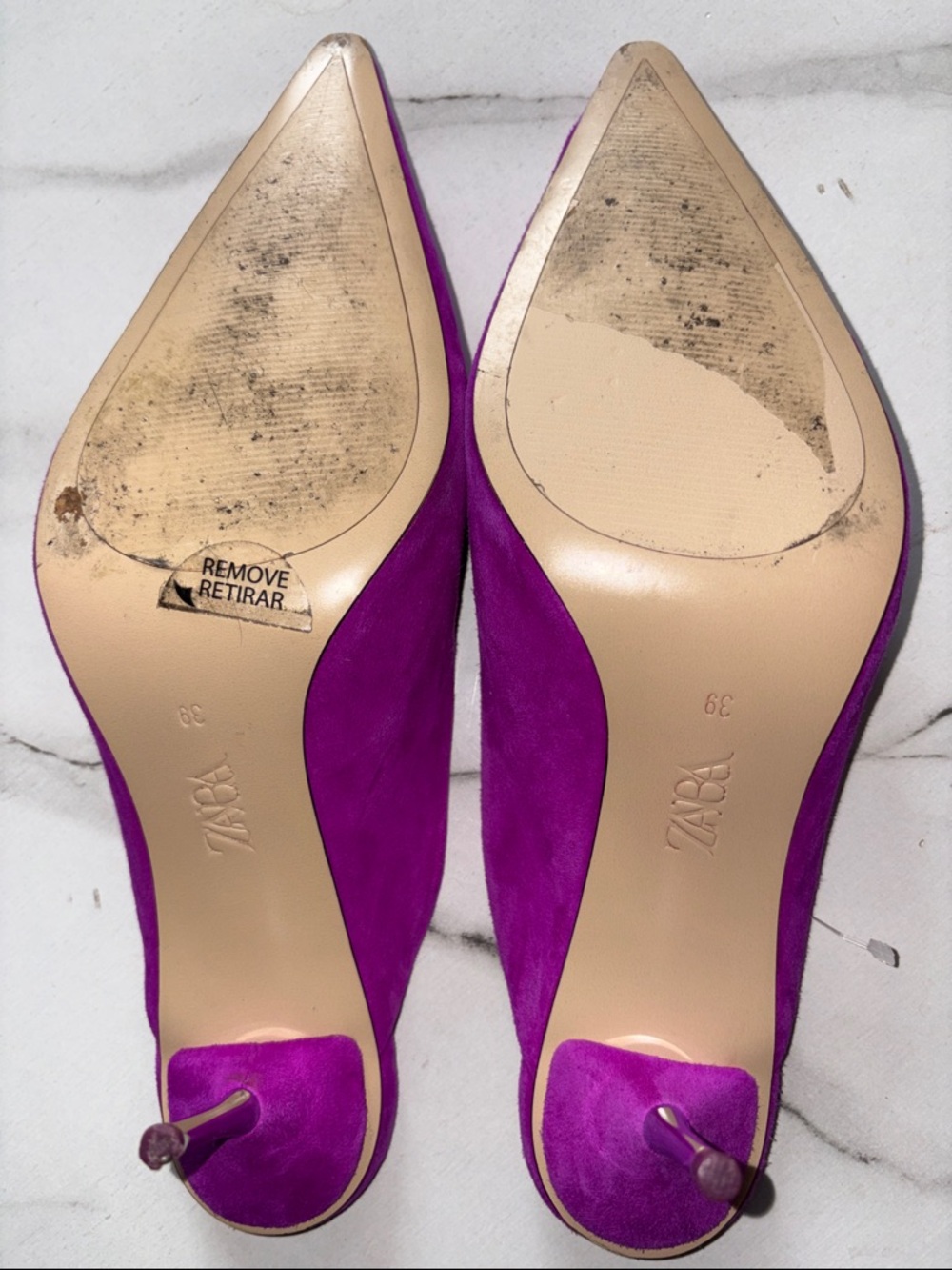ZARA Purple Pointed-Toe Mules Size 39 - Picture 5 of 6